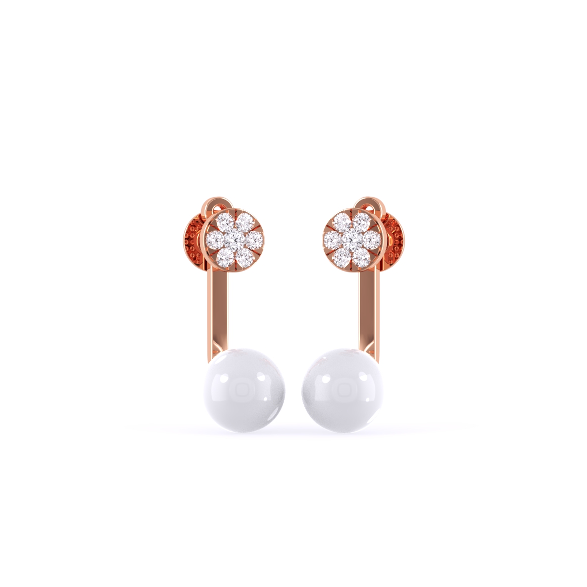 Antique Pearl Diamond Drop Earrings